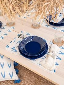 Baumwoll-Tischset Cala mit blauem Boho-Muster, 100% Baumwolle, Blau, Weiß, 35 x 50 cm