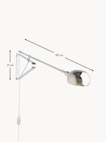 Grote wandlamp Lincon met stekker, Zilverkleurig, D 80 x H 21 cm