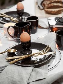 Ručně vyrobené stojany na vajíčka Nordic Coal, 4 ks, Kamenina, Černá, Ø 5 cm, V 6 cm