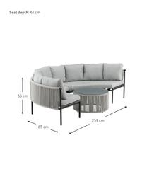 Garten-Lounge-Set Virya, 3-tlg., Bezug: 100% Polyester, Sitzkissen: 8 kg/m³, Gestell: Aluminium, beschichtet, Tischplatte: Glas, Hellgrau, Schwarz, Set mit verschiedenen Grössen