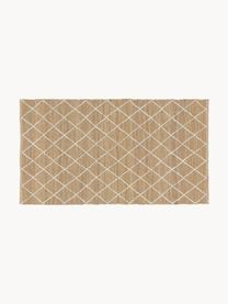 Handgefertigte Jute-Fußmatte Kunu, 100% Jute, Braun, Weiß, B 50 x L 80 cm