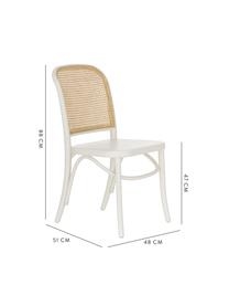 Silla de madera Franz, Asiento: ratán, Estructura: madera de abedul maciza p, Blanco, An 48 x F 59 cm