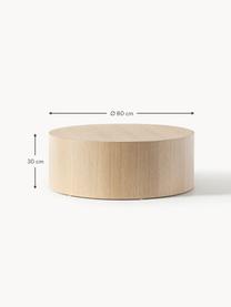 Table basse ronde en bois Dan, MDF avec placage en bois de chêne, Bois clair, Ø 80 x haut. 30 cm