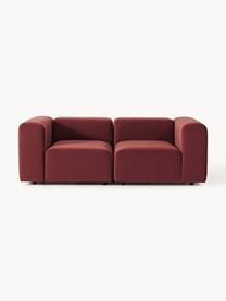 Modulares Samt-Sofa Lena (3-Sitzer), Bezug: Samt (100 % Polyester) De, Gestell: Buchenholz, Spanplatte, H, Samt Weinrot, B 211 x T 106 cm