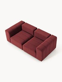 Modulares Samt-Sofa Lena (3-Sitzer), Bezug: Samt (100 % Polyester) De, Gestell: Buchenholz, Spanplatte, H, Füße: Kunststoff, Samt Weinrot, B 211 x T 106 cm