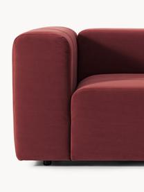 Modulares Samt-Sofa Lena (3-Sitzer), Bezug: Samt (100 % Polyester) De, Gestell: Buchenholz, Spanplatte, H, Füße: Kunststoff, Samt Weinrot, B 211 x T 106 cm