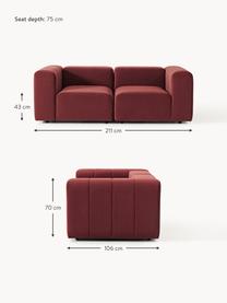 Modulares Samt-Sofa Lena (3-Sitzer), Bezug: Samt (100 % Polyester) De, Gestell: Buchenholz, Spanplatte, H, Füße: Kunststoff, Samt Weinrot, B 211 x T 106 cm