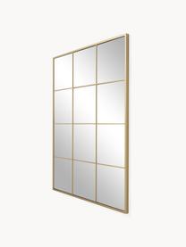 Eckiger Wandspiegel Clarita in Fensteroptik, Rahmen: Metall, pulverbeschichtet, Rückseite: Mitteldichte Holzfaserpla, Spiegelfläche: Spiegelglas, Goldfarben, B 70 x H 90 cm