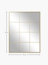 Eckiger Wandspiegel Clarita in Fensteroptik, Rahmen: Metall, pulverbeschichtet, Rückseite: Mitteldichte Holzfaserpla, Spiegelfläche: Spiegelglas, Goldfarben, B 70 x H 90 cm