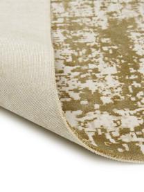 Tapis vintage vert beige à franges Cordoba, Vert olive, beige