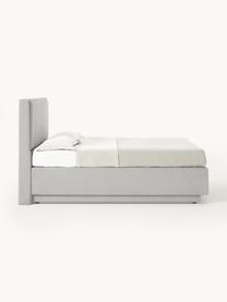 Boxspringbed Livia met opbergruimte, Matras: 5-zones pocketvering, Geweven stof lichtgrijs, B 180 x L 200 cm, hardheidsgraad H2