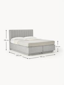 Kontinentální postel s úložným prostorem Livia, Světle šedá, Š 180 cm, D 200 cm, stupeň tvrdosti H2