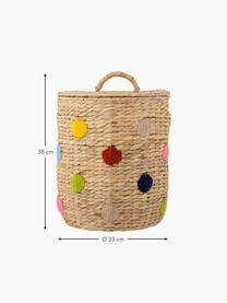 Cesta de almacenamiento con tapadera Jooha, Jacinto de agua, Beige claro, multicolor, Ø 33 x Al 38 cm