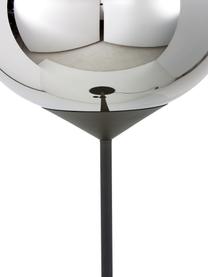 Stehlampe Drop aus verchromtem Glas, Lampenschirm: Glas, verchromt, Lampenfuß: Metall, lackiert, Chrom, Schwarz, Ø 36 x H 164 cm
