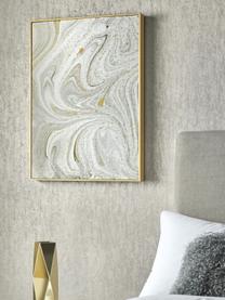 Gerahmter Leinwanddruck Marble, Bild: Digitaldruck auf Leinen, Rahmen: Metall, beschichtet, Weiß, Grau, Goldfarben, B 50 x H 70 cm