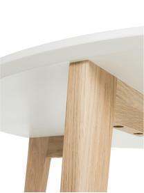 Tavolino da salotto rotondo stile nordico Lucas, Gambe: legno di quercia, Bianco, legno di quercia, Ø 90 x Alt. 42 cm