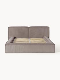 Letto imbottito in velluto a coste con contenitore Lennon, Rivestimento: velluto a coste (98% poli, Struttura: legno di pino massiccio, , Piedini: legno, plastica Questo pr, Velluto a coste taupe, Larg. 248 x Lung. 243 cm (superfice 180 x 200 cm)