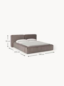 Cama tapizada en pana Lennon, con espacio de almacenamiento, Tapizado: pana (98% poliéster, 2% p, Estructura: madera de pino maciza, ma, Patas: madera, plástico Este pro, Pana gris pardo, An 248 x L 243 cm (colchón 180 x 200 cm)