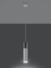 Kleine Pendelleuchte Edo aus Beton, Lampenschirm: Beton, Stahl, Baldachin: Stahl, Grau, Weiss, Ø 6 x H 30 cm