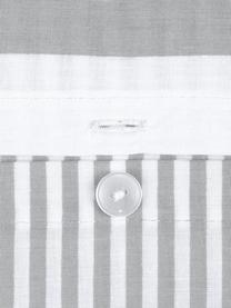 Funda nórdica doble cara de algodón a rayas Lorena, Gris claro, blanco crema, Cama 150/160 cm (240 x 220 cm)