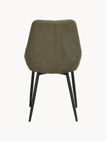 Krzesło tapicerowane Sierra, 2 szt., Tapicerka: 100% poliester, Nogi: metal malowany proszkowo, Oliwkowozielona tkanina, czarny, S 49 x G 55 cm