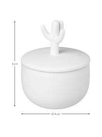 Bote decorativo pequeño Kaktus, Porcelana, Blanco, Ø 4 x Al 6 cm