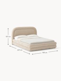 Gestoffeerd bed Solomon, Bekleding: 100% polyester Met 34.000, Frame: multiplex, Poten: kunststof Dit product is , Geweven stof lichtbeige, B 140 x L 200 cm