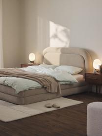 Gestoffeerd bed Solomon, Bekleding: 100% polyester Met 34.000, Frame: multiplex, Poten: kunststof Dit product is , Geweven stof lichtbeige, B 140 x L 200 cm