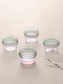 Waterglazen Lieke in blauw/roze, 4 stuks, Glas, Transparant, blauw, roze, Ø 9 x H 8 cm, 350 ml