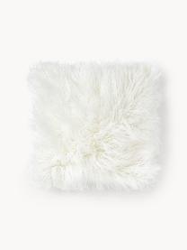 Pluizige kussenhoes van imitatievacht Morten, gekruld, Gebroken wit, B 40 x L 40 cm