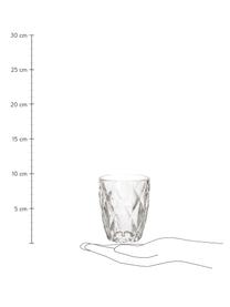 Wassergläser Diamond mit Relief, 6 Stück, Glas, Transparent, Ø 8 x H 10 cm