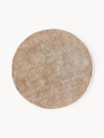 Tapis rond épais et moelleux Leighton, Microfibre (100 % polyester, certifié GRS), Nougat, Ø 120 cm (taille S)