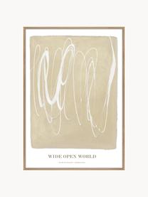 Gerahmter Digitaldruck Wide Open World, Bild: Hartgepresster Karton, Rahmen: Eichenholz, Weiß, Hellbeige, B 30 x H 40 cm