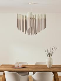 Grote design hanglamp Coralie, Lampenkap: 100% essenhout, Wit, beige, B 80 x H 87 cm