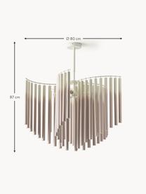 Große Design Pendelleuchte Coralie, Lampenschirm: 100 % Eschenholz, Off White, Beige, B 80 x H 87 cm