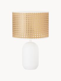 Lámpara de mesa con tejido vienés Vienna, Pantalla: plástico, Cable: tela, Marrón claro, blanco, ∅ 25 x Al 40 cm