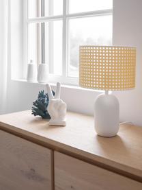 Stolní lampa z vídeňské pleteniny Vienna, Světle hnědá, bílá, Ø 25 cm, V 40 cm