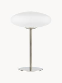Lampada da tavolo Locus, Paralume: vetro, Struttura: acciaio spazzolato, Bianco crema, argentato, Ø 29 x Alt. 40 cm