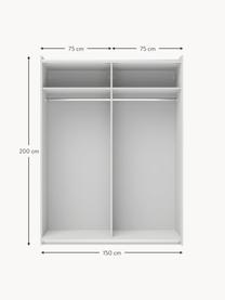 Armario modular Leon, 2 puertas correderas (150 cm), diferentes variantes, Estructura: tablero aglomerado revest, Gris claro, Interior Basic (An 150 x Al 200 cm)