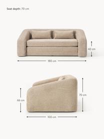 Schlafsofa Eliot (2-Sitzer) aus Teddy-Bouclé, Bezug: Teddy-Bouclé (100 % Polye, Gestell: Spanplatte, Kiefernholz, Teddy-Bouclé Beige, B 180 x T 100 cm