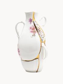 Váza Kintsugi, V 32 cm, Biela lesklá, viacfarebná, Š 19 x V 32 cm
