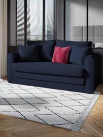 Sofa rozkładana Lido (2-osobowa), Tapicerka: poliester imitujący len D, Nogi: tworzywo sztuczne, Ciemny niebieski, S 158 x G 69 cm