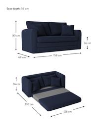 Divano letto 2 posti Lido, Blu scuro, Larg. 158 x Alt. 69 cm