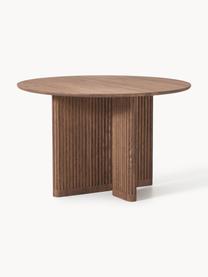 Table ronde en chêne Jolka, Ø 120 cm, Chêne brun foncé laqué, Ø 120 cm