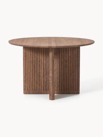 Table ronde en chêne Jolka, Ø 120 cm, Chêne brun foncé laqué, Ø 120 cm