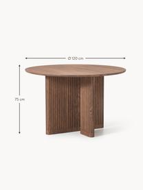 Table ronde en chêne Jolka, Ø 120 cm, Chêne brun foncé laqué, Ø 120 cm