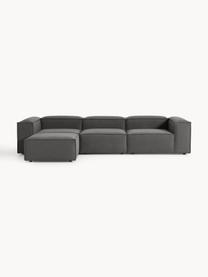 Modulares Sofa Lennon (4-Sitzer) mit Hocker (links/rechts), Bezug: 100 % Polyester Der strap, Gestell: Massives Kiefernholz, Spe, Füße: Kunststoff Dieses Produkt, Webstoff Anthrazit, B 329 x T 207 cm