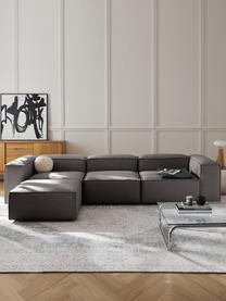 Modulares Sofa Lennon (4-Sitzer) mit Hocker (links/rechts), Bezug: 100 % Polyester Der strap, Gestell: Massives Kiefernholz, Spe, Füße: Kunststoff Dieses Produkt, Webstoff Anthrazit, B 329 x T 207 cm