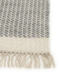 Tapis en laine tissé main beige-crème Kim, Gris, crème