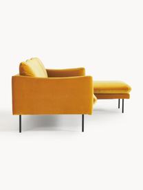 Canapé d'angle velours Moby, Velours jaune moutarde, larg. 280 x prof. 160 cm, méridienne à droite